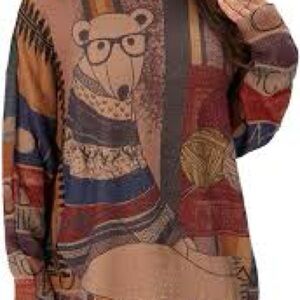Colorful Bear Print Sweater